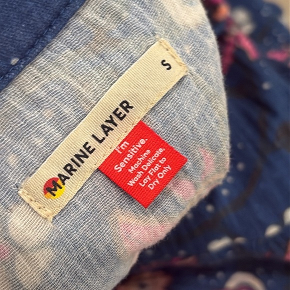 Marine Layer Willow Long Sleeve Midi Dress Batik Floral 100% Cotton Blue Small - Picture 7 of 11